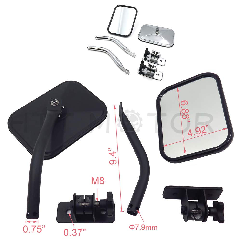 HTTMT MT371-032- Compatible with 2 X Jeep Side View Mirror Wrangler JK TJ 96-17 Door off Rear Rectangular Hinge - Image 6